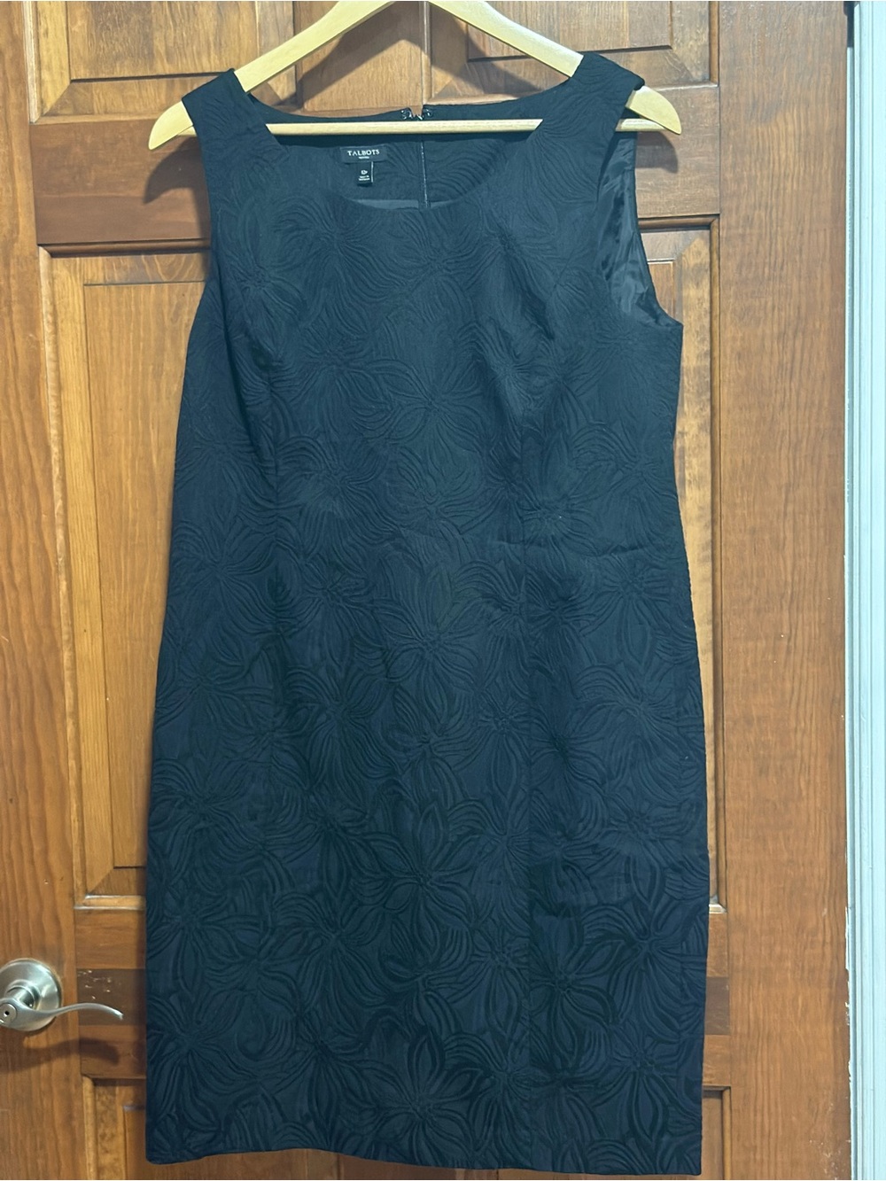 Talbots Black Textured Floral Midi Sheath Dress